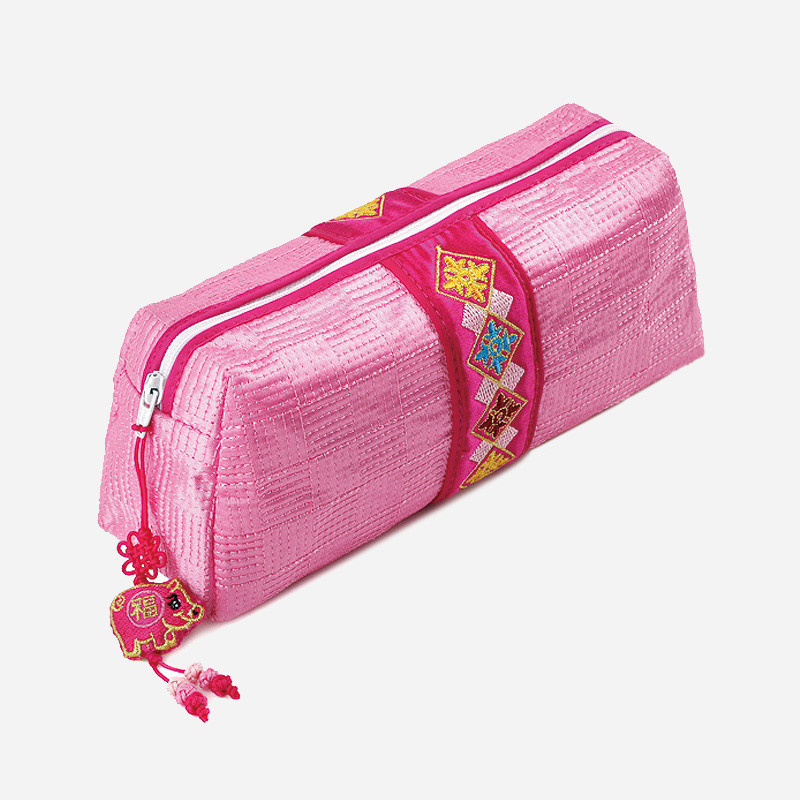 누비필통大-복돼지매듭[분홍] - 전통무늬의 띠로 멋을 낸 제품