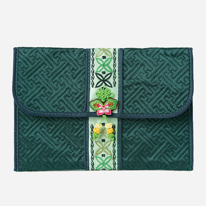 누비자수띠지갑[진녹색] - 아(亞)무늬로 누비된 지갑
