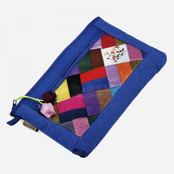 누비 조각보파우치-청색 - 조각보 무늬가 예쁜 누비파우치