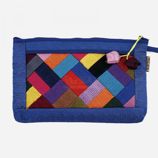 누비 조각보파우치-청색 - 조각보 무늬가 예쁜 누비파우치