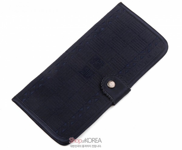 [소산당]누비수 단색 장지갑- 감색 - 전통 디자인의 실용적인 지갑