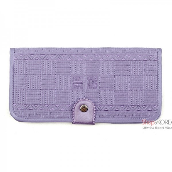 [소산당]누비수 단색 장지갑- 연자색 - 전통 디자인의 실용적인 지갑
