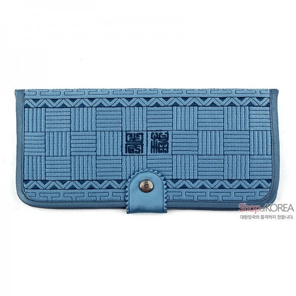 [소산당]누비수 단색 장지갑- 청색 - 전통 디자인의 실용적인 지갑