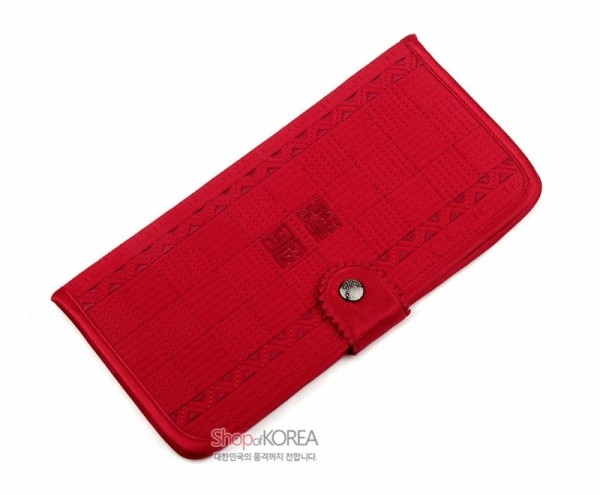 [소산당]누비수 단색 장지갑- 적색 - 전통 디자인의 실용적인 지갑