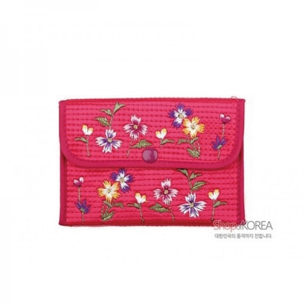 누비 똑딱이 동전지갑-분홍 - 예쁜 꽃무늬에 자수지갑
