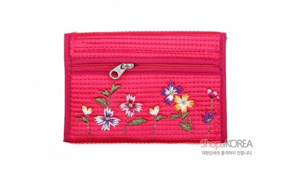 누비 똑딱이 동전지갑-분홍 - 예쁜 꽃무늬에 자수지갑