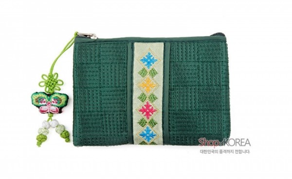 띠사각동전지갑-녹색 - 예쁜 전통무늬 띠지갑