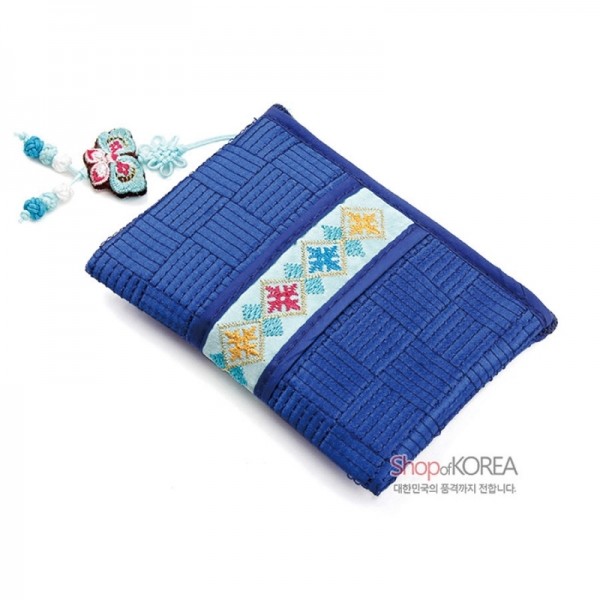 띠사각동전지갑-청색 - 예쁜 전통무늬 띠지갑