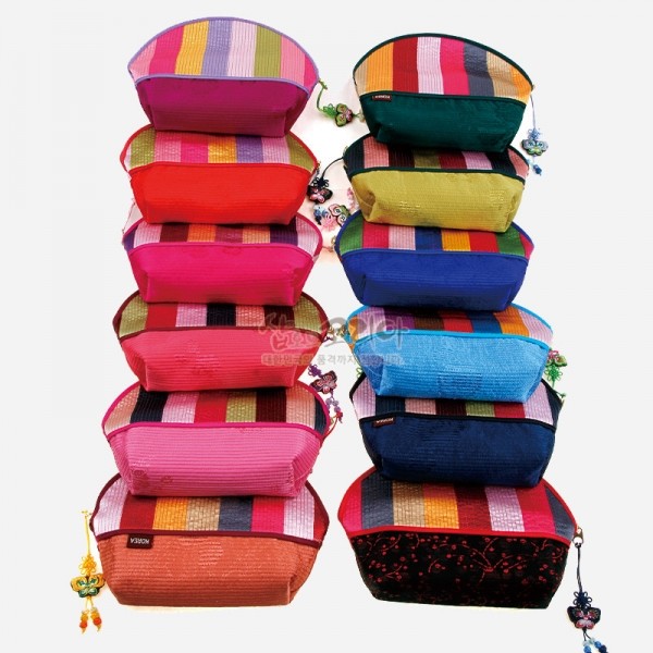 활모양손지갑-색동누비파우치 12색 - 12가지 다양한 색상.작고 귀여운 전통색동누비