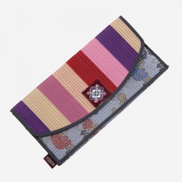 누비수(秀) 색동 장지갑[회색] - 예쁜 누비 색동무늬 장지갑