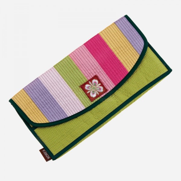 누비수(秀) 색동 장지갑[연두색] - 예쁜 누비 색동무늬 장지갑