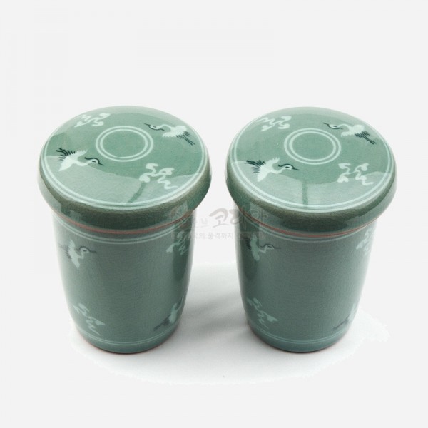 청자- 운학 큰머그세트 - 고려청자의 운학무늬인 건강과 장수, 고결함과 고귀함을 담은 큰머그세트