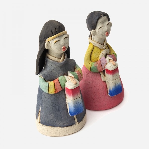 황토인형-청사초롱 - 황토로 구워내 채색한,도자기 기법의 전통인형