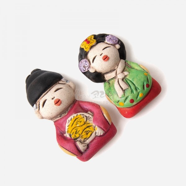 냉장고 자석 황토 -왕과왕비 - 늘 생활속에 함께하는 한국적인 선물