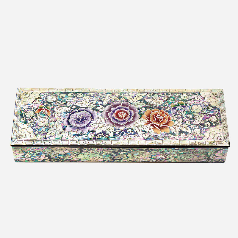 자개필함-나전으로 핀 모란 - 목단과 나비의 화려한 나전칠기 필함