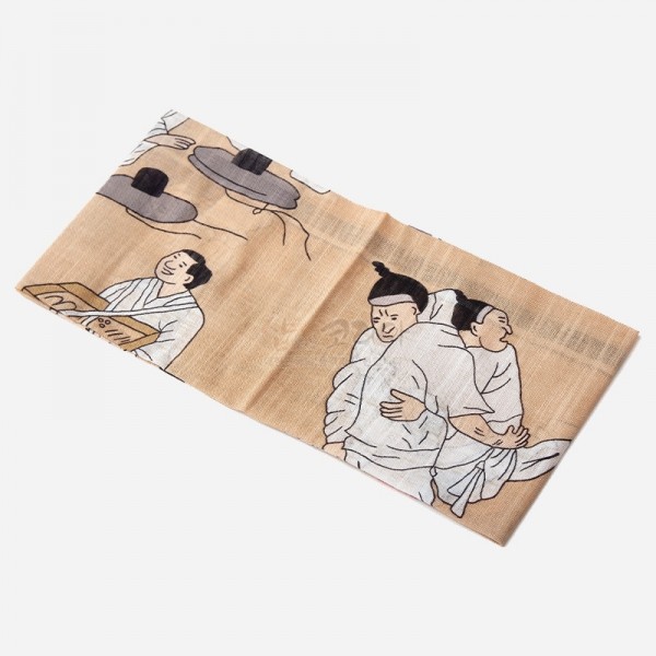 민속화 손수건-씨름 - 대구에서 60년기술로  김홍도의 씨름 작품을 모티브로 제작된 문화상품