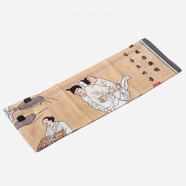 민속화 손수건-씨름 - 대구에서 60년기술로  김홍도의 씨름 작품을 모티브로 제작된 문화상품