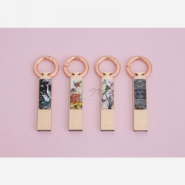 자개 열쇠고리 USB(32G) - 청채양각구름용 - 아름다운 자개의 향연 실용적인 열쇠고리형 USB