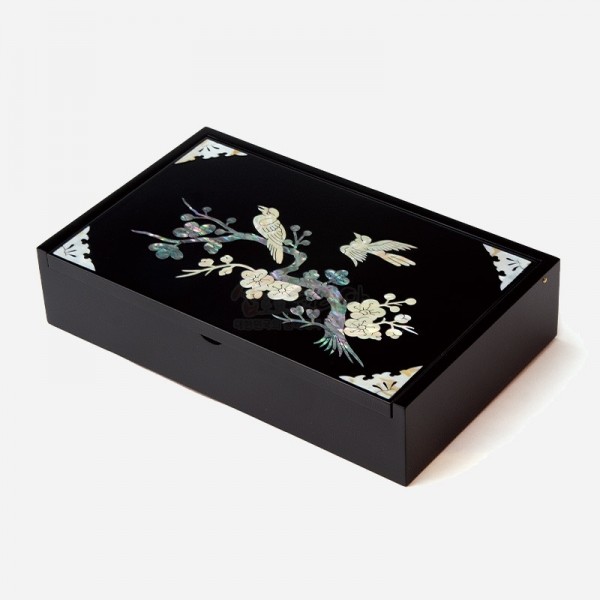 나전칠기 상감 메모함 - 매조 - 상감 기법을 제작된 메모함