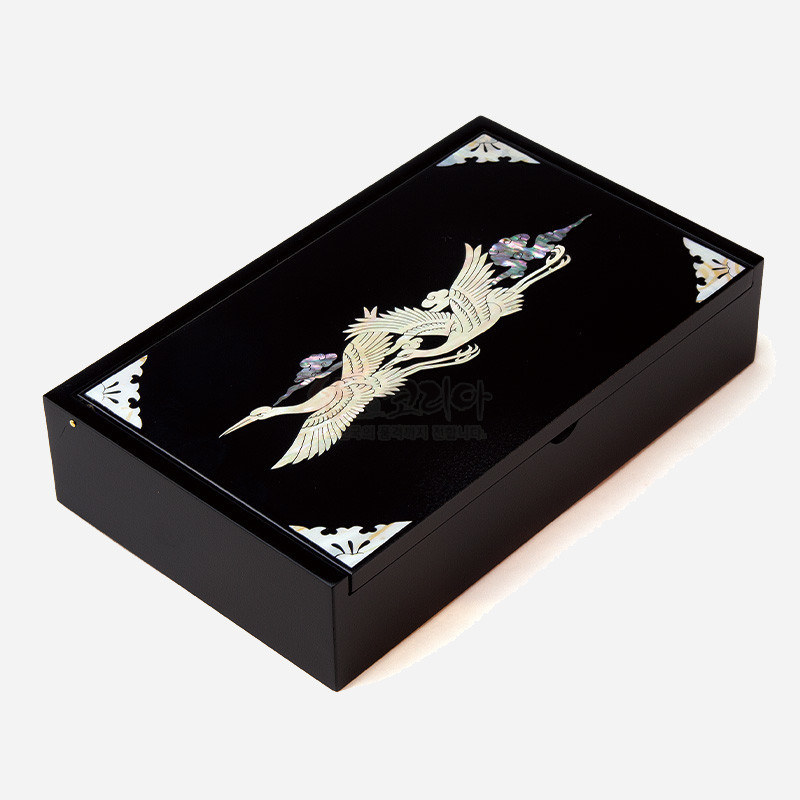 나전칠기 상감 메모함 - 구름학 - 상감 기법을 제작된 메모함