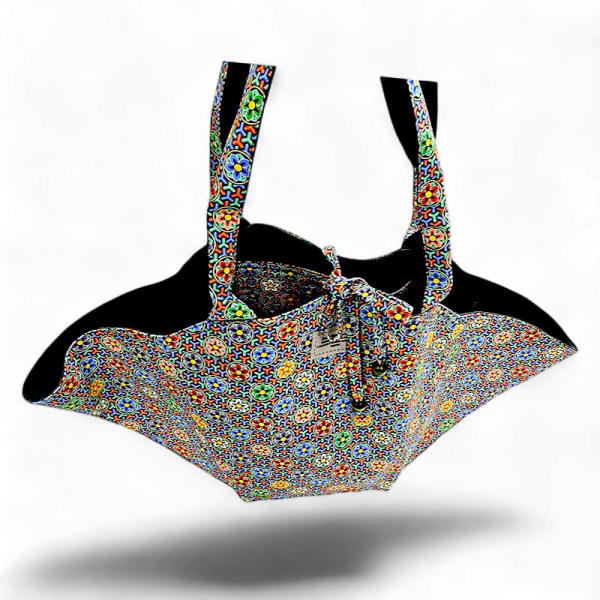 오색단청 카바스 빅백 - 단청의 해모양과 꽃모양의 한국전통 핸드백