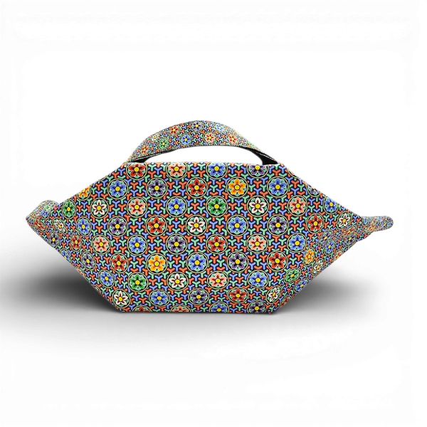 오색단청 카바스 빅백 - 단청의 해모양과 꽃모양의 한국전통 핸드백