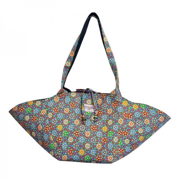 오색단청 카바스 빅백 - 단청의 해모양과 꽃모양의 한국전통 핸드백