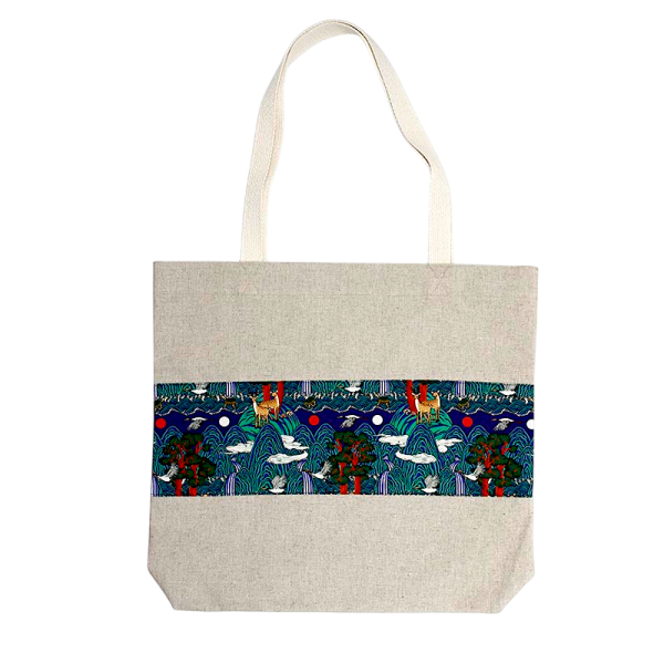 린넨 장생도 에코백 - 십장생의 복된 의미를 가볍고 넉넉하게 담아낸, 매일 쓰고 싶은 전통 보조가방