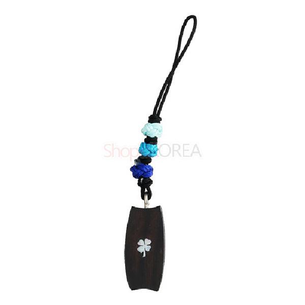흑단 작은열쇠고리-가야금연꽃 - 연꽃을 자개로 표현한 흑단 핸드폰줄