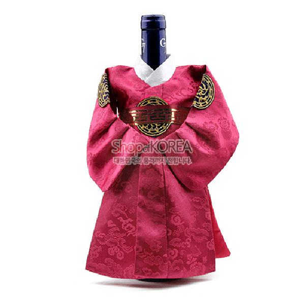 비단한복 와인 커버-왕(자주색) - 한국의 멋 한복 와인커버