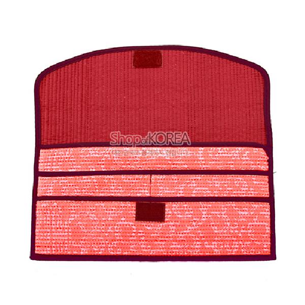 누비수(秀) 색동 장지갑[담주색] - 예쁜 누비 색동무늬 장지갑