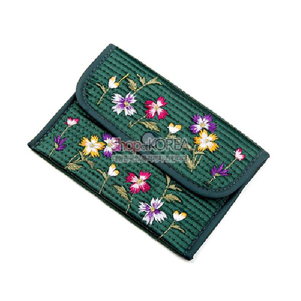 누비 똑딱이 동전지갑-녹색 - 예쁜 꽃무늬에 자수지갑