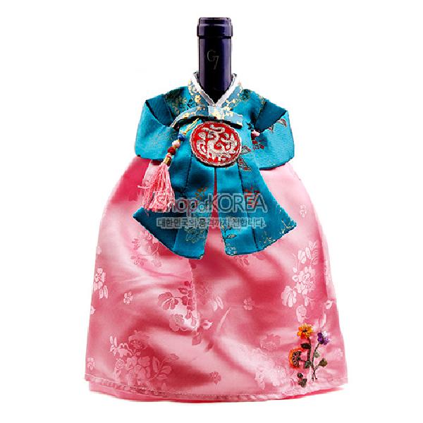 비단한복 와인 커버-당의(연분홍) - 한국의 멋 한복 와인커버