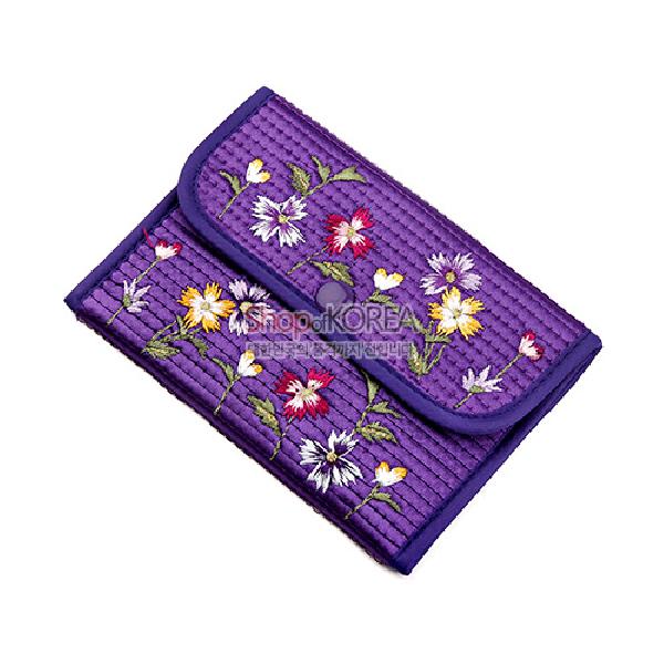누비 똑딱이 동전지갑-보라 - 예쁜 꽃무늬에 자수지갑