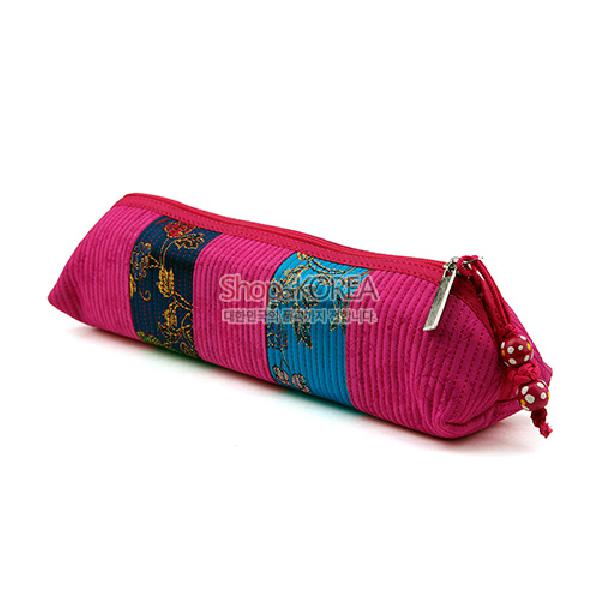 꽃무늬 누비띠필통-분홍 - 예쁜 누비 제품