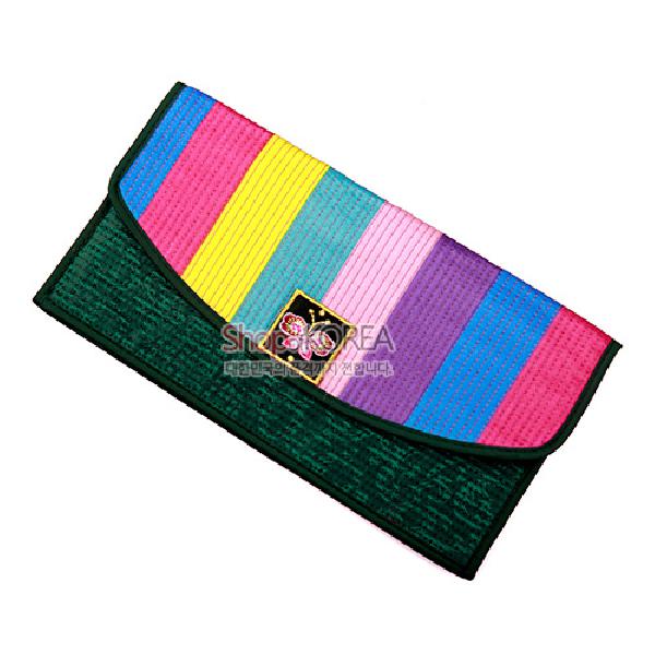 누비수(秀) 색동 장지갑[녹색] - 예쁜 누비 색동무늬 장지갑