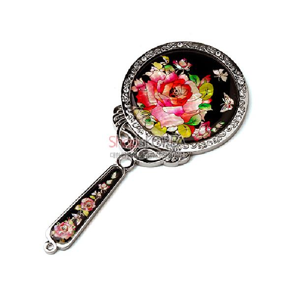 나전 주머니 손거울-장미 - 자개 빛이 아름다운 손잡이 손거울