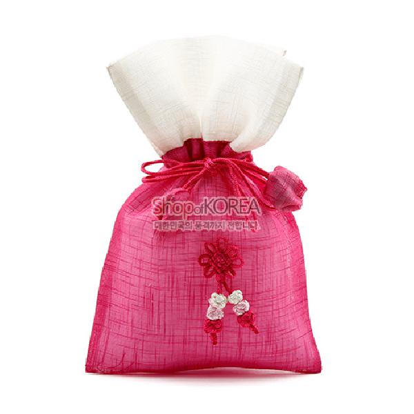 복을 담은 모시 주머니 (소)-분홍 - 아름다운 모시 매듭주머니