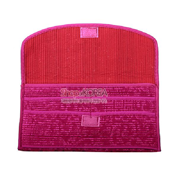 누비수(秀) 색동 장지갑[분홍색] - 예쁜 누비 색동무늬 장지갑