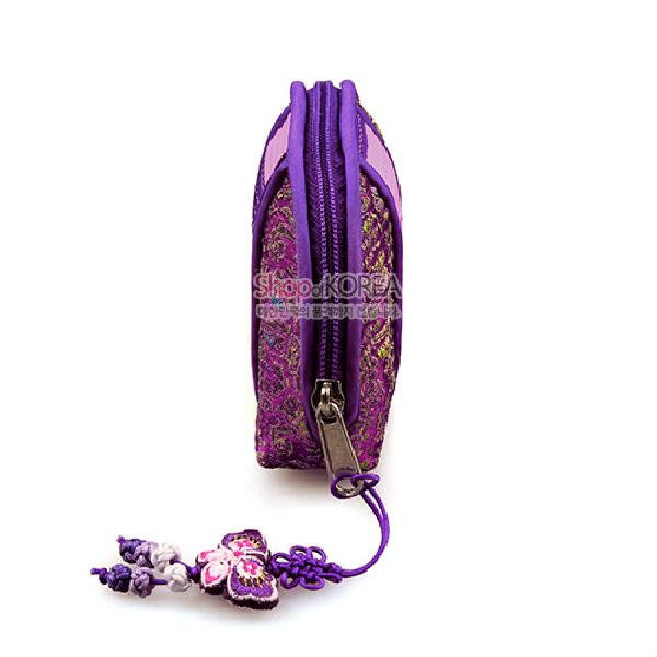 누비색동띠 동전지갑-자색 - 예쁜 매듭에 정교한 색동자수지갑