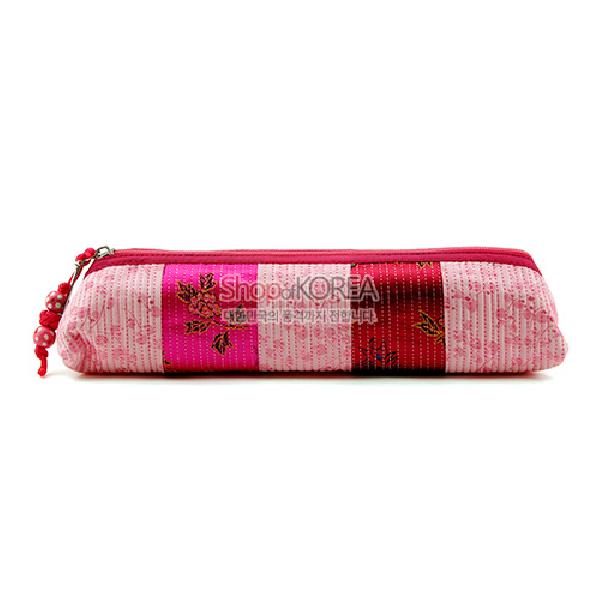 꽃무늬 누비띠필통-연분홍 - 예쁜 누비 제품