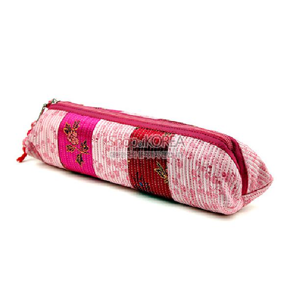 꽃무늬 누비띠필통-연분홍 - 예쁜 누비 제품