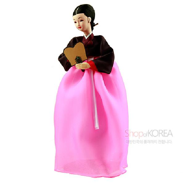 한복인형-부채귀부인[분홍치마] - 한국의 전통의복을 재현한 한복인형