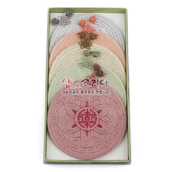 [소산당]누비컵받침연꽃-원형5종 - 예쁜 매듭과 누비가 특징인 제품
