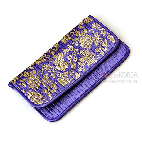 누비수(秀) 금사단 지갑-감색 - 금박장식이 예쁘게 디자인된 누비지갑