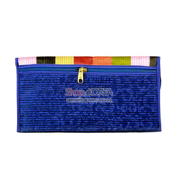 누비수(秀) 색동 장지갑[감색] - 예쁜 누비 색동무늬 장지갑