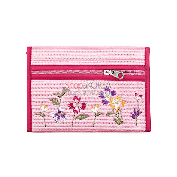누비 똑딱이 동전지갑-연분홍 - 예쁜 꽃무늬에 자수지갑