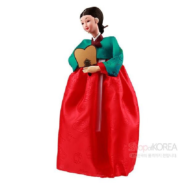 한복인형-부채귀부인[적색치마] - 한국의 전통의복을 재현한 한복인형