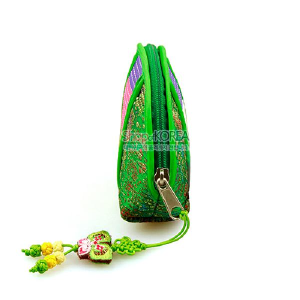 누비색동띠 동전지갑-녹색 - 예쁜 매듭에 정교한 색동자수지갑