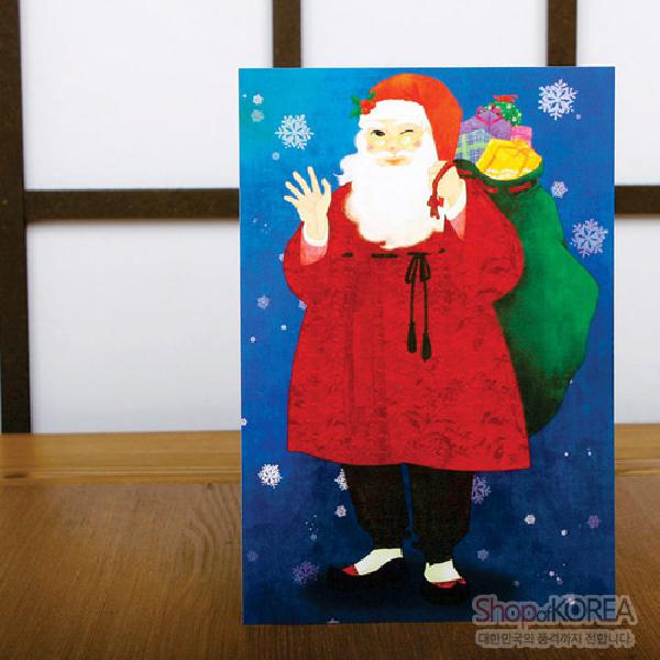 한국의 아침 엽서 시리즈 - 한복입은 산타할아버지 - 한국/한글/한복 전통문화상품